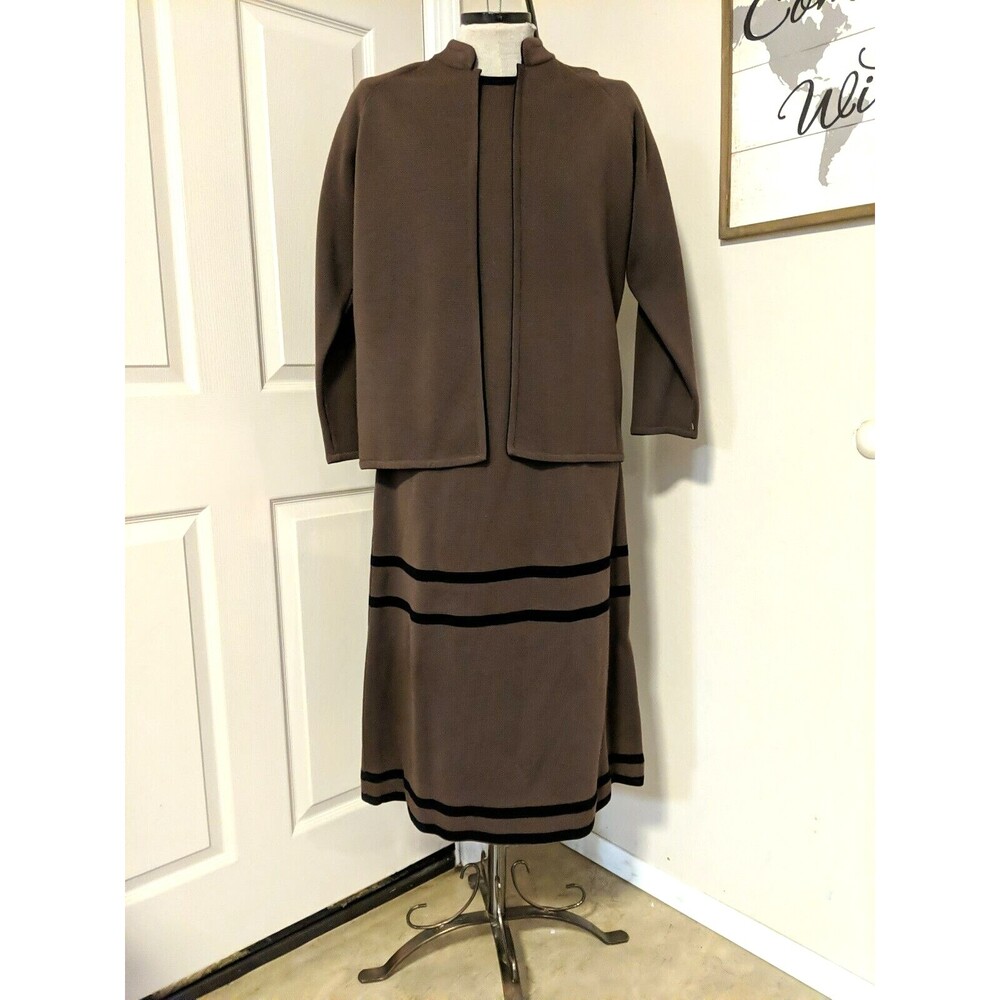 Puccini Brown Sweater Dress Jacket Vintage Cardigan Women Size 14 Large